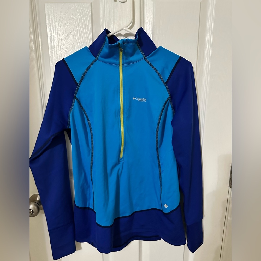 Columbia Blue and Navy Titanium Omni-Wick Half-Zip Pullover